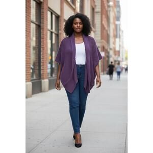 Purple Knit Open-Front Women's Jacket